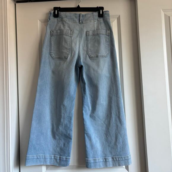 Anthropologie Maeve The Colette Crop High-Rise Wide-Leg Jeans Blue Sz 28P - Picture 3 of 11